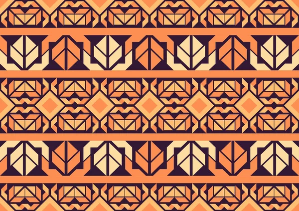Abstract Etnisch Naadloos Patroon Geometrische Vorm Achtergrond Oranje Yllow Kleuren — Stockvector