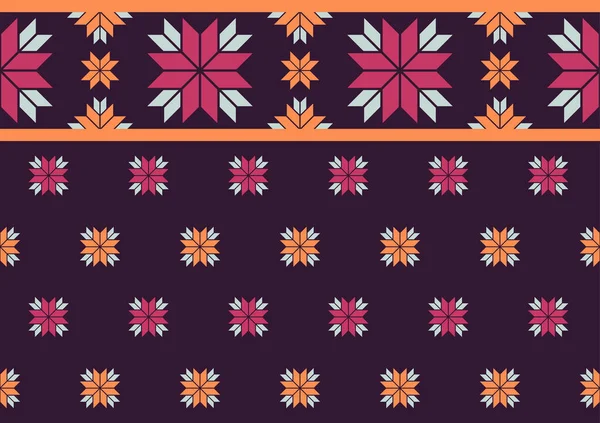 Αφηρημένη Εθνοτική Αδιάλειπτη Μοτίβο Γεωμετρικό Φόντο Σχήμα Λουλουδιών Πορτοκαλί Και — Διανυσματικό Αρχείο