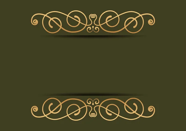 Ornamento Divisor Oro Abstracto Sobre Fondo Verde Plantillas Diseño Vectorial — Archivo Imágenes Vectoriales