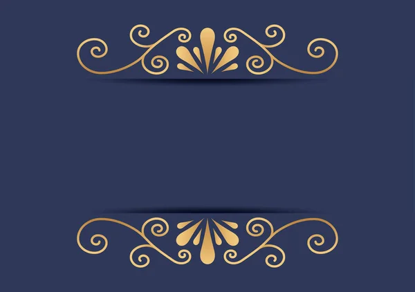 Ornamento Divisor Oro Abstracto Sobre Fondo Azul Plantillas Diseño Vectorial — Archivo Imágenes Vectoriales