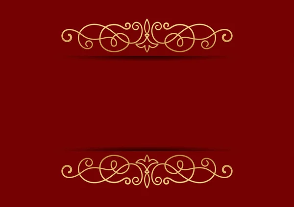 Ornamento Divisor Oro Abstracto Sobre Fondo Rojo Plantillas Diseño Vectorial — Archivo Imágenes Vectoriales