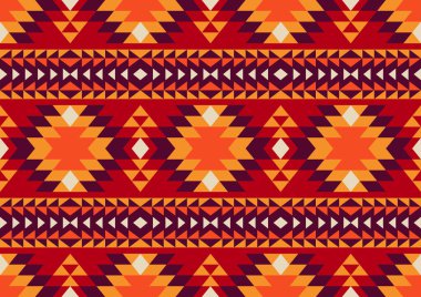 soyut etnik iz, geometrik şekil arkaplan, kırmızı, sarı ve turuncu renkler, duvar kağıdı, giysi, halı, ambalaj, kumaş, tekstil için tasarım şablonları