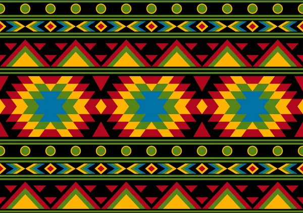 Abstrakte Ethnische Nahtlose Muster Geometrische Formhintergrund Rote Grüne Und Schwarze — Stockvektor