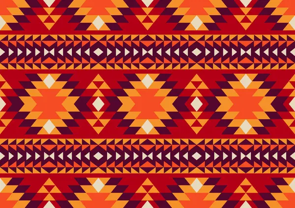 抽象的な民族の継ぎ目が無いパターン 幾何学的な形の背景 黄色およびオレンジ色 カーペット 包むこと 織物のための設計テンプレート — ストックベクタ