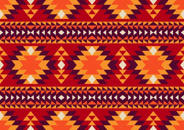 Abstract Ethnic Seamless Pattern Geometric Shape Background Red Yellow Orange — Stock Vector