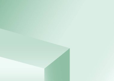 ürün gösterimi için yeşil podyum teal arkaplan vektör geometrik platform illüstrasyonunda, tanıtım pankartı.