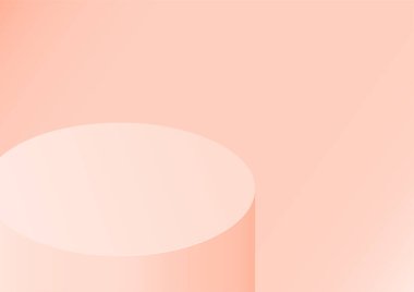 Ürün sunumu için şeftali arkaplan vektörü geometrik platform illüstrasyonunda pembe podyum, tanıtım pankartı.