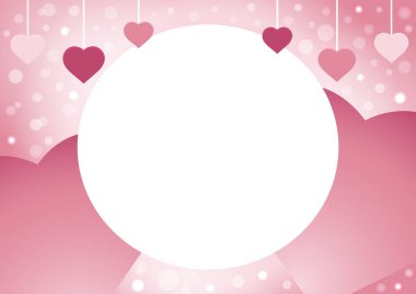 Kalp şekli elementi ve hafif Bokeh vektör illüstrasyonlu pembe arkaplan Sevgililer Günü konsepti