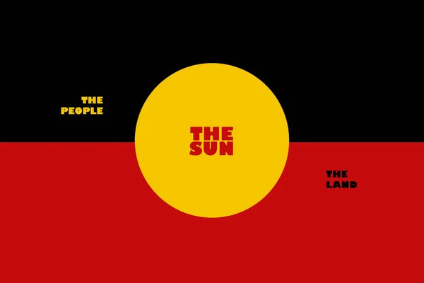 A digital drawing of the australian aboriginal flag with it\'s meaning
