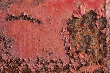 Paslı duvardaki boyayı soyuyordum. Tasarım, şablon, kapak, üst üste bindirme dokusu, arkaplan ve diğer için boş, eski çelik arka planın yüzeyi.