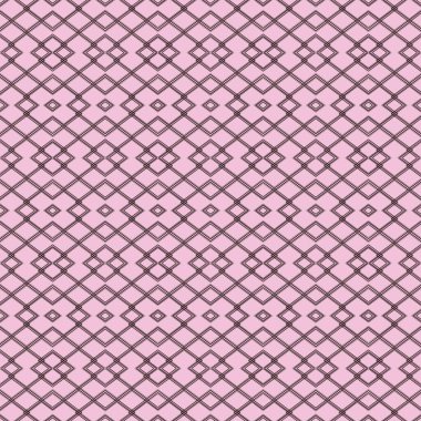 Pembe bir arka planda kusursuz elmas şekilli tasarım. Pembe arka planda elmas şekilli pürüzsüz desen.