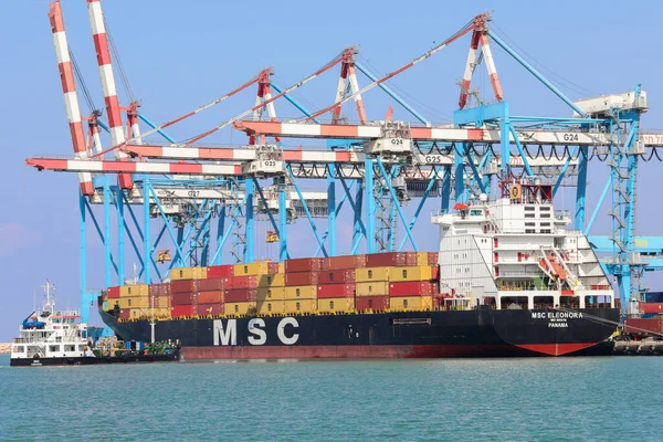 Msc Mega Container Ship Atracado Puerto Envío Haifa Imagen de archivo