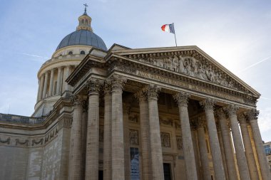 Facade of the Pantheon monument in Latin Quarter, Paris, France.
