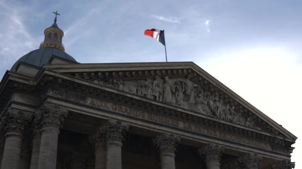 Фасад Памятника Пантеону Латинском Квартале Париж Франция — стоковое видео