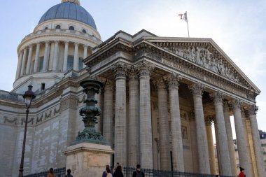 Facade of the Pantheon monument in Latin Quarter, Paris, France.