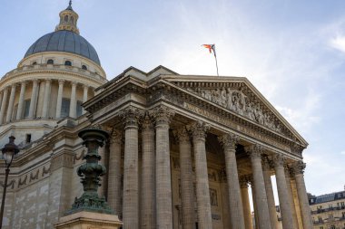 Facade of the Pantheon monument in Latin Quarter, Paris, France.