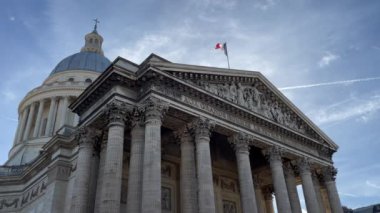 Facade of the Pantheon monument in Latin Quarter, Paris, France.