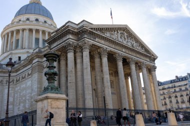 Facade of the Pantheon monument in Latin Quarter, Paris, France.
