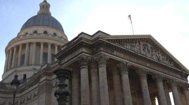Facade of the Pantheon monument in Latin Quarter, Paris, France.