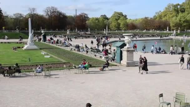 Istana Luksemburg Dan Grand Bassin Kebun Luksemburg Paris Prancis — Stok Video