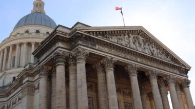 Facade of the Pantheon monument in Latin Quarter, Paris, France.
