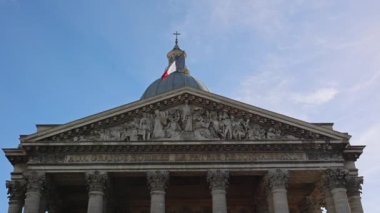 Facade of the Pantheon monument in Latin Quarter, Paris, France.