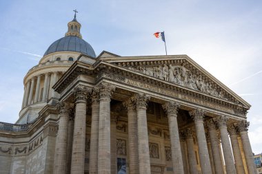 Facade of the Pantheon monument in Latin Quarter, Paris, France.