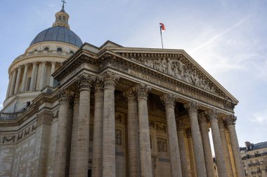 Facade of the Pantheon monument in Latin Quarter, Paris, France.