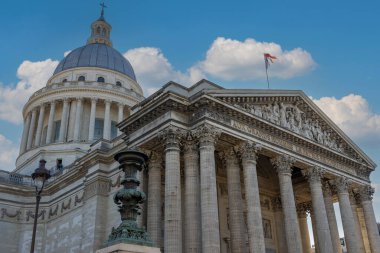 Facade of the Pantheon monument in Latin Quarter, Paris, France.