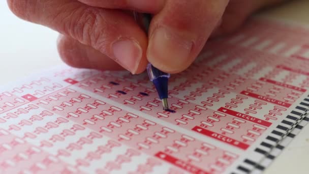 Hacer Predicción Eligiendo Números Boleto Lotto — Vídeo de stock
