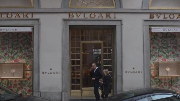 Milan Italy October 2022 Bvlgari Store Milan Montenapoleone Area — Stock Video