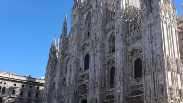 Milan Duomo Katedrális Emberek Sétálnak Téren Piazza Duomo Milano Galéria — Stock videók