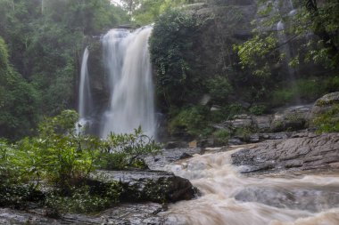 Serene Şelalesi Zarifçe Akıyor, Güzelce Çevrelenmiş Doğada Yeşillik.