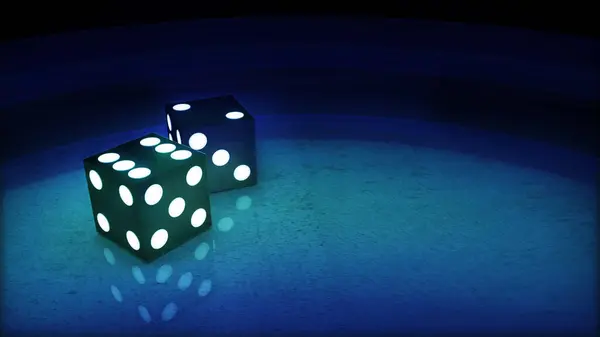 Zar 3 boyutlu grafikler, minimum karanlık neon, konsept. Kopyalama alanı olan bir bahis oluşturma arkaplanı