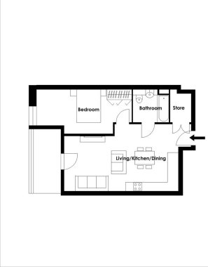 Simge kat planı. Örnek kat planı. Ev planı simgesi.