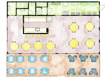 Kat planı taslağı elle çizildi. Dairenin düz kat planının çizimi.