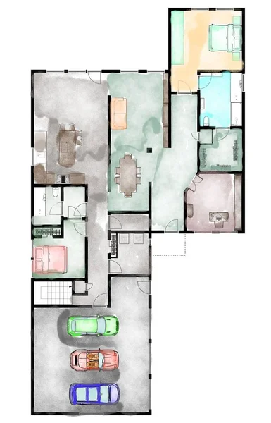 Floor plan sketch stock illustration. Floor plan sketch by hand. Sketch drawing of apartment flat floor plan.