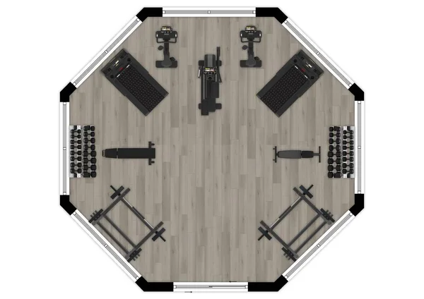 Golvplan Gym Fitness Center Illustration Träning Gym Träningsklubben Gym Inredning — Stockfoto