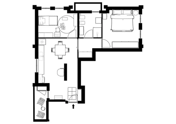 不動産のための3Dフロアプラン 家の床計画の高度 家庭空間の3Dデザイン — ストック写真