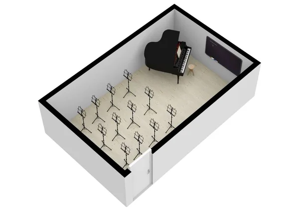 等距教室内部现实3D 教室的平面图等距教室 — 图库照片