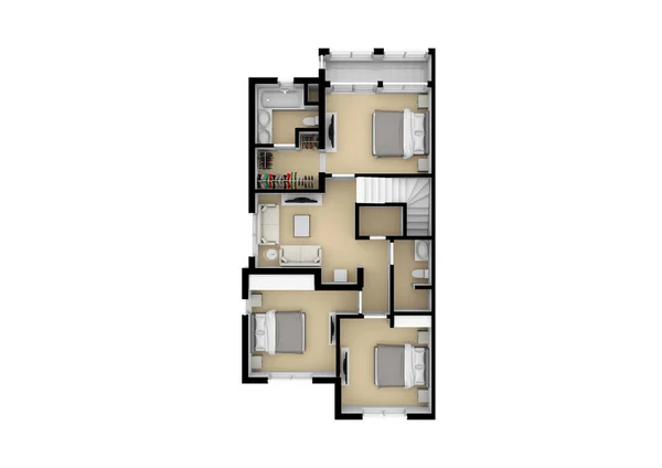 不動産のための3Dフロアプラン 家の床計画の高度 家庭空間の3Dデザイン — ストック写真