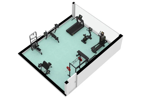 Golvplan Gym Fitness Center Illustration Träning Gym Träningsklubben Gym Inredning — Stockfoto