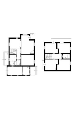 Otomatik Odaklama çizimi. Kat planı. İç mekan. Gayrimenkul için 2D kat planı. Ev planı. Ev ortamının 3 boyutlu tasarımı. Kat planı. 2D kat planı. Siyah & beyaz kat planı.