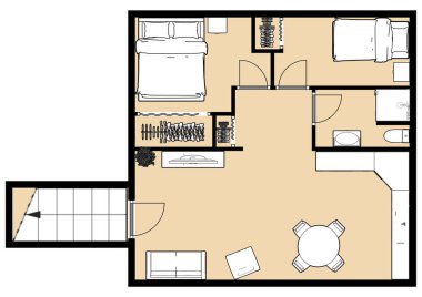 Sığınak. Sığınak. Sığınak planı. Bebekler için yeraltı sığınağı. Sığınak planı. 3B illüstrasyon