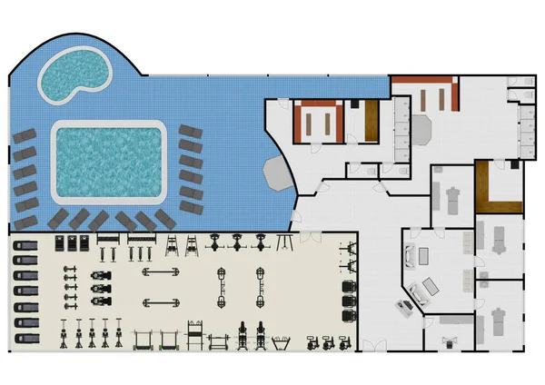 Floor plan gym. Fitness center 3d illustration. Fitness. Gym. Fitness club. Gym interior design