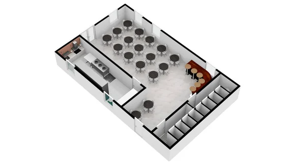 Cafe top view plans. Restaurant floor plan 3d with the furniture Furniture symbols used in architecture plans icons set