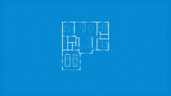 Digitaal Plattegrond Blauwdruk Plattegrond Digitaal Huisplan Maat Blauwdruk Huis Plan — Stockfoto