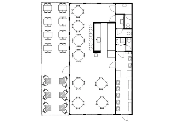 Σχέδιο Σχεδίου Μαύρο Και Άσπρο Σπίτι Κάτοψη Σχέδια Floorplan Σχέδιο — Φωτογραφία Αρχείου