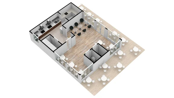 Plan Plan Med Möbler Möbler Symboler Som Används Arkitektur Planer — Stockfoto