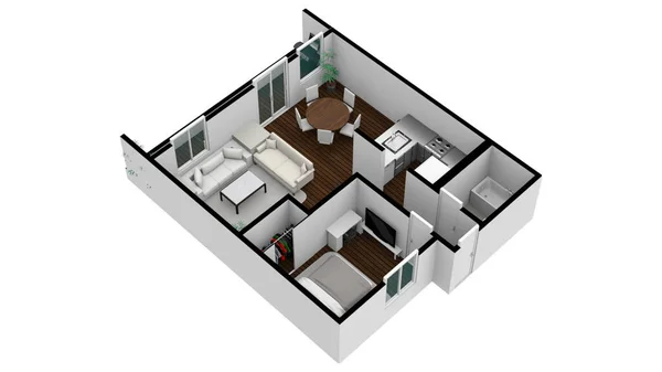 아파트 레이아웃 하우스 계획을 십시오 요소들은 화장실을 디자인 합니다 플로어 — 스톡 사진